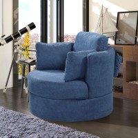 Quarte Swivel Accent Chair, Round Barrel Chair, With 3 Pillow And Storage, Modern Sofa Lounge Club Chair For Bedroom, Living Room, Hotel (Blue_Fabric*)
