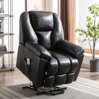 Comfortable Power Adjustable Lift Chair With Massage Function And Heating System,Recliner Chair With Remote Control And Side Pockets,Home Theater Chair,Living Room Sofa Chair (Brown+Pu Leather)