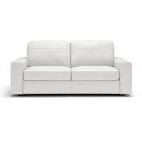 Sunset Trading White Divine 80 Leather Sofa Sleeper 3 Seater Couch With Full Size Pull Out Mattress, Contemporary Apartment Sofabed