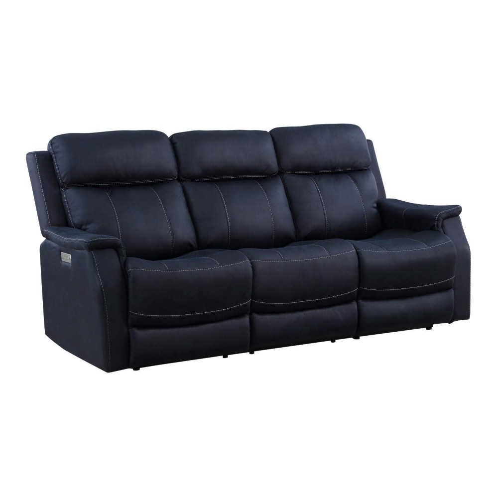 Steve Silver Valencia Ocean Blue Faux Leather Dual Power Reclining Sofa