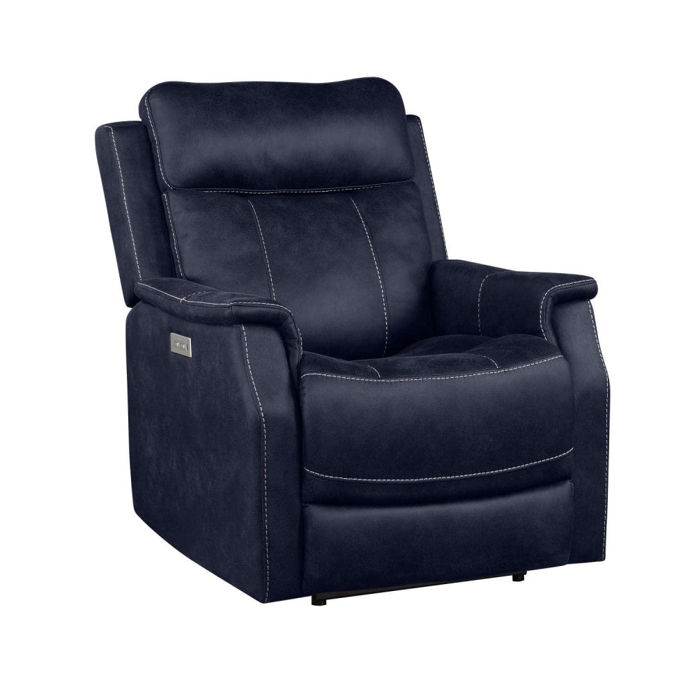 Steve Silver Valencia Ocean Blue Faux Leather Dual Power Recliner