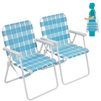 Wejoy 2 Pack Folding Webbed Lawn Beach Chair,Heavy Duty Portable Chairs For Outside With Hard Arm,Carry Strap For Outdoor Camping Garden Concert Festival Sand Picnic Bbq