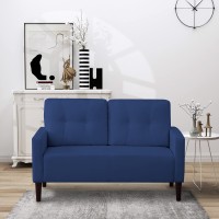 Msaleen Small Sofa Mini Couch Loveseat - Blue Couch Sofa Button Tufted Couch, Mid Century Small Loveseat 2-Seater Contemporary Modern Sofas Small Loveseat For Small Space Navy Blue Accent Love Seat