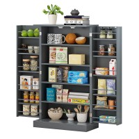 Function Home 41 Kitchen Pantry, Farmhouse Pantry Cabinet,Storage Cabinet With Doors And Adjustable Shelves In Grey