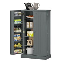 Function Home 41 Kitchen Pantry, Farmhouse Pantry Cabinet,Storage Cabinet With Doors And Adjustable Shelves In Grey