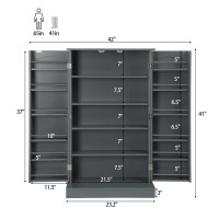 Function Home 41 Kitchen Pantry, Farmhouse Pantry Cabinet,Storage Cabinet With Doors And Adjustable Shelves In Grey