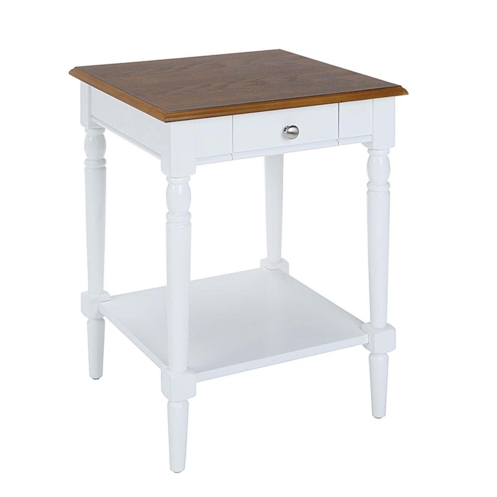 Convenience Concepts French Country 1 Drawer End Table With Shelf Dark Walnutwhite