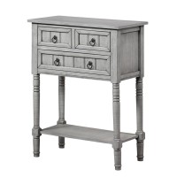 Convenience Concepts Kendra 3 Drawer Hall Table With Shelf, Wirebrush Light Gray