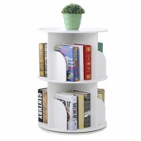 Aifurnkz 360? Rotating Bookshelf,Modern Floor-Standing Bookcases For Small Spaces, Multifunctional Display Organizer Assemble Easily(White) (46X46X65Cm(18X18X26Inch))