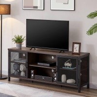 Fatorri Industrial Entertainment Center For Tvs Up To 65 Inch, Rustic Wood Tv Stand, Large Tv Console And Tv Cabinet For Living Room (60 Inch Wide, Walnut Brown)