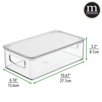Mdesign Plastic Pantry Storage Box Container With Lid And Built-In Handles - Organization For Flour, Cereal, Pasta, Rice, Or Food In Kitchen Cupboard, Ligne Collection, 6 Pack, Clear/Clear