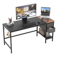 Homidec Office Desk, Computer Desk With Drawers 55 Study Writing Desks For Home With Storage Shelves, Desks & Workstations For Home Office Bedroom