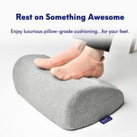 Cushion Lab Ergonomic Foot Rest For Under Desk - Patented Massage Ridge Design Memory Foam Foot Stool Pillow For Work, Home, Gaming, Computer, Office Chair - Footrest For Back & Hip Pain Relief