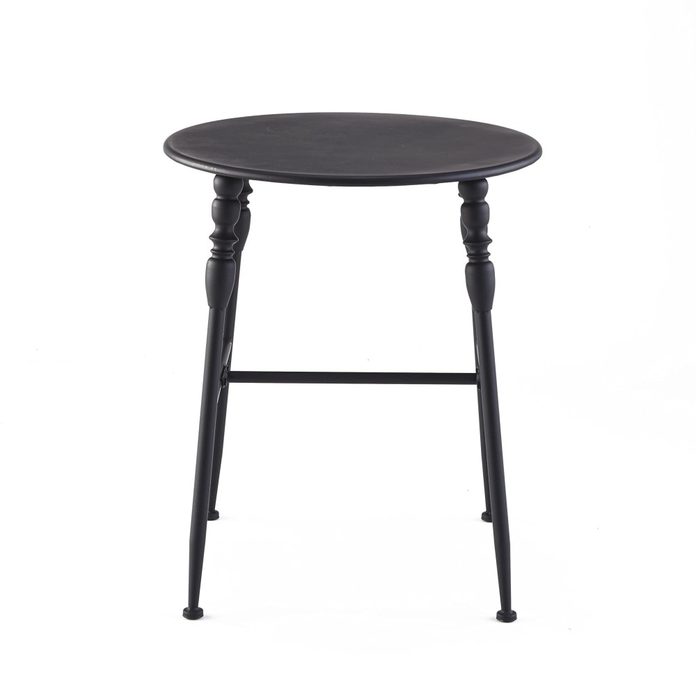 The Lakeside Collection Metal Vintage Table - Farmhouse Spindle Leg Dining Windsor Table - Black
