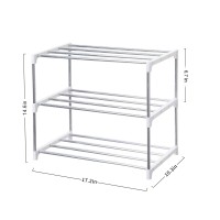 Jucaifu Stackable Small Shoe Rack, Entryway, Hallway And Closet Space Saving Storage And Organization (3-Tier, White)