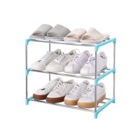 Jucaifu Stackable Small Shoe Rack, Entryway, Hallway And Closet Space Saving Storage And Organization (3-Tier, Blue)