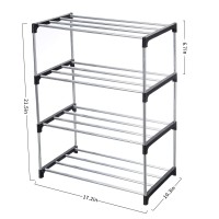 Jucaifu Stackable Small Shoe Rack, Entryway, Hallway And Closet Space Saving Storage And Organization (4-Tier, Black)