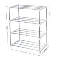 Jucaifu Stackable Small Shoe Rack, Entryway, Hallway And Closet Space Saving Storage And Organization (4-Tier, White)