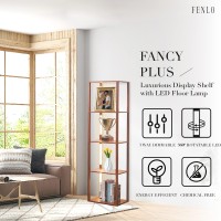 Fenlo Fancy Plus 64 Floor Lamps For Living Rooms With Dimmable Led Display Shelf, Luxury Display Cabinet Floor Lamp With Shelves, Sturdy Curio Cabinet Standing Lamp For Bedrooms - Walnut