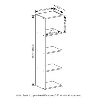 Furinno Luder Bookcase Book Storage, 4-Tier Cube,White