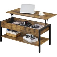 Yaheetech Industrial 41In Lift Top Coffee Table, Wooden Lift Up Central Table With Storage Compartments, Center Table For Living Room, Reception Room