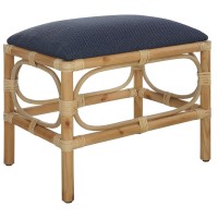Uttermost Laguna Wood And Navy Blue Small Bench