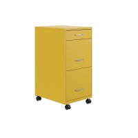 Hirsh Industries Space Solutions 18 D 3 Drawer Mobile Metal File Cabinet Yellow/Goldfinch