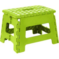 Utopia Home Folding Step Stool - (Pack Of 1) Foot Stool With 9 Inch Height - Holds Up To 300 Lbs - Lightweight Plastic Foldable Step Stool For Kids, Kitchen, Bathroom & Living Room (Green)