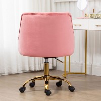 Mojay Velvet Office Swivel Chair, Vanity Chair, Fabric Desk Chair, Pretty Fancy Chair, Gold Office Chair For Girls, 360