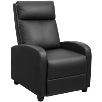 Jummico Recliner Sofa Chair Padded Pu Leather Adjustable Home Theater Single Modern Living Room Recliners With Thick Seat Cushion And Backrest (Black)
