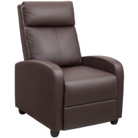 Jummico Recliner Chair Recliner Sofa Chair Padded Seat Pu Leather Adjustable Reclining Chairs Home Theater Single Modern Living Room Recliners With Thick Seat Cushion And Backrest (Nut Brown)
