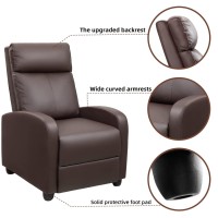 Jummico Recliner Chair Recliner Sofa Chair Padded Seat Pu Leather Adjustable Reclining Chairs Home Theater Single Modern Living Room Recliners With Thick Seat Cushion And Backrest (Nut Brown)