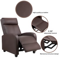 Jummico Recliner Chair Recliner Sofa Chair Padded Seat Pu Leather Adjustable Reclining Chairs Home Theater Single Modern Living Room Recliners With Thick Seat Cushion And Backrest (Nut Brown)