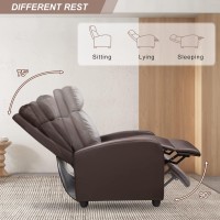 Jummico Recliner Chair Recliner Sofa Chair Padded Seat Pu Leather Adjustable Reclining Chairs Home Theater Single Modern Living Room Recliners With Thick Seat Cushion And Backrest (Nut Brown)