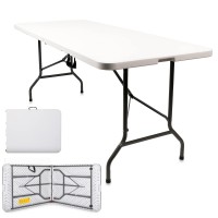 Sorfey Portable Folding Table 8-Foot X 30 Inch Plastic Indoor & Outdoor For Picnic, Bbq, Party,