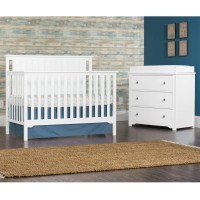 Child Craft Cottage Flat Top Crib, Dresser And Chest Nursery Set, 3-Piece, Includes 4-In-1 Convertible Crib, Dresser And Topper, Grows With Your Baby (Matte White)