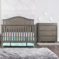 Child Craft Cottage Arch Top Crib And Dresser Nursery Set, 3-Piece, Includes 4-In-1 Convertible Crib, 3 Drawer Dresser, And Changing Table Topper, Grows With Your Baby (Dapper Gray)