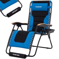 Udpatio Zero Gravity Chair 30In Xl Oversized Outdoor Anti Gravity Chairs Patio Lounge Folding Adjustable Chair With Cup Holder, Foot Pad & Padded Headrest, Support 500Lbs (Blue)