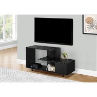 Monarch Specialties 2610 Tv Stand, 48 Inch, Console, Media Entertainment Center, Storage Drawer, Living Room, Bedroom, Laminate, Black Marble Look Stand-48 Top 1, 4725 L X 1575 W X 24 H