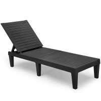 Yitahome Chaise Outdoor Lounge Chairs With Adjustable Backrest, Multi-Functional Patio Loungers Easy Assembly & Lightweight, Waterproof Poolside Chaise Lounge With 265Lbs Capacity - Black