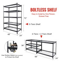 Workpro 5-Tier Metal Shelving Unit, 48W X 24D X 72H, Heavy Duty Adjustable Storage Rack, 4000 Lbs Load Capacity (Total), For Garage, Basement, Warehouse