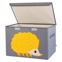 Triluby Foldable Kids Toy Chest With Lid, Baby Toy Box, Large Toy Storage Bin/Organizer/Basket/Trunk For Boys, Girls, Toddler And Baby Nursery Room (Gray Hedgehog)