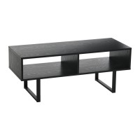 Household Essentials Jamestown Tv Stand Coffee Table With Rectangular Storage Compartments Black Oak Wood Grain And Black Metal