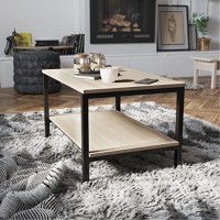 Finley Modern Industrial 2 Tier Rectangular Metal And Driftwood Coffee Table
