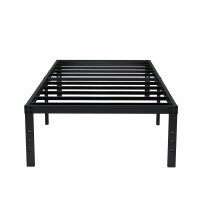 Emoda 16 Inch Heavy Duty Twin Bed Frame, Metal Platform Bed Frames No Box Spring Needed, Noise Free, Easy Assembly, Black