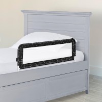 Dream On Me Adjustable Mesh Bed Rail, Two Height Levels, Ready To Use, Compatible With Twin Size Beds, All Steel Construction, Equipped With Guard Gap, Durable Nylon Fabric Mesh, Black & White