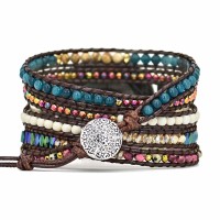 Somesame Compatible With Samsung Galaxy Watch 5&4/Active 2 40Mm 44Mm Band,Galaxy Watch 5 Pro 45Mm/3 41Mm/Watch 4 Classic 42Mm 46Mm, 20Mm Boho Beaded 5 Wraps Chakra Bracelet Watch Strap For Women Men,S