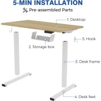 Flexispot Standing Desk Quick Assembly Electric Stand Up Desk With 40 X 24 Inches Whole-Piece Desktop Ergonomic Memory Controller Height Adjustable Desk(White Frame + 40 Grey Wood Grain Desktop)
