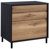 Sauder Acadia Way 3-Drawer Lateral File Cabinet With Metal Legs, Raven Oak Finish