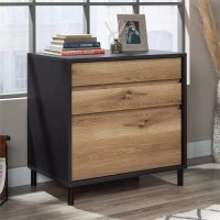 Sauder Acadia Way 3-Drawer Lateral File Cabinet With Metal Legs, Raven Oak Finish